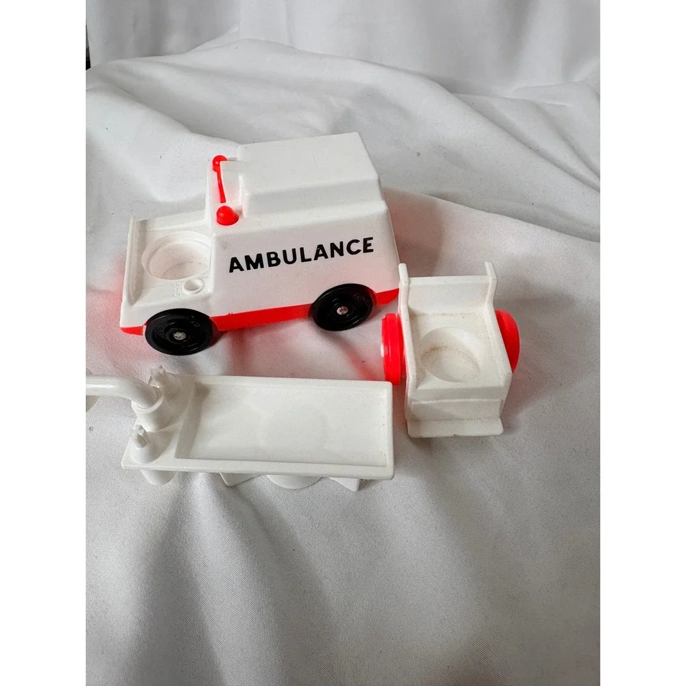 Fisher Price Ambulance OS White Red Vintage Little People Stretcher Set 931
